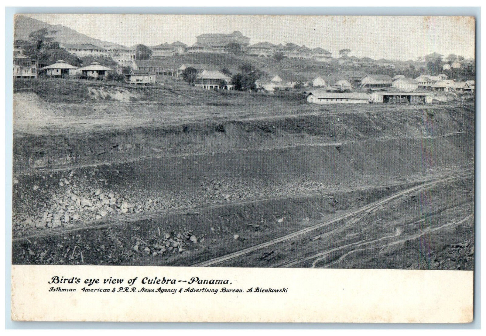 c1905 Bird's Eye View Inclined Houses Culebra Panama Antique Postcard