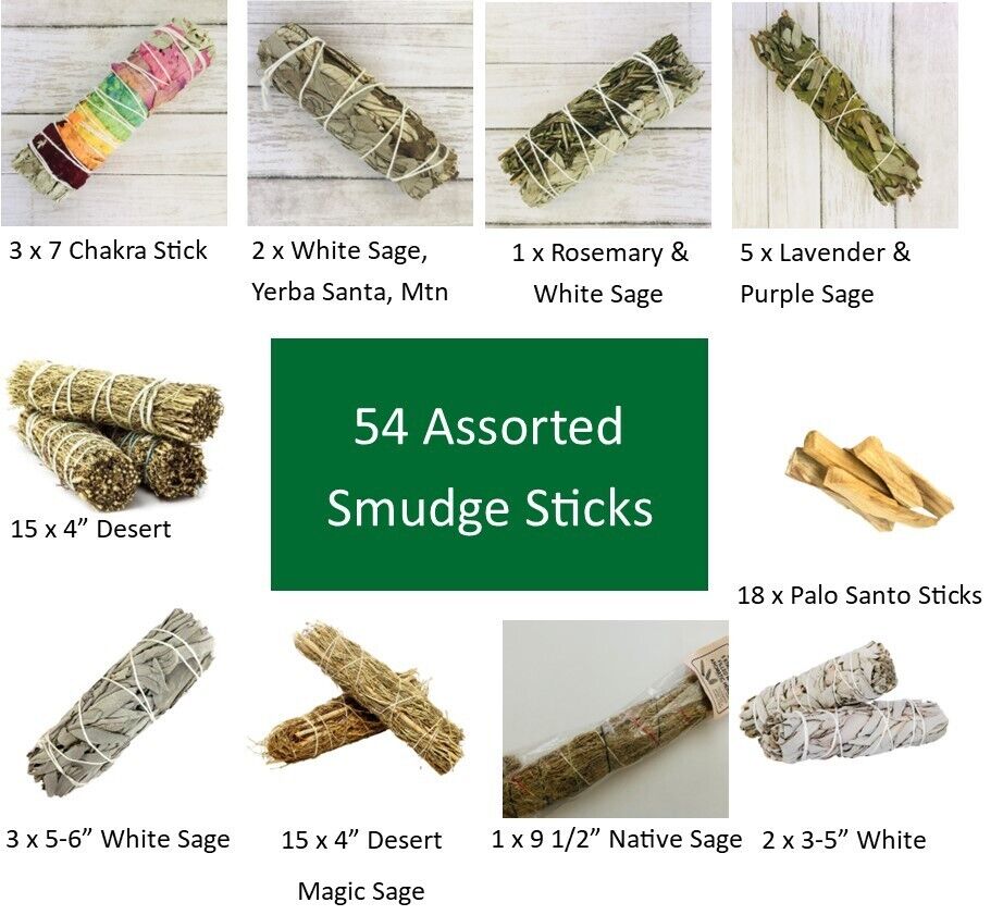 52 Assorted Smudge Sticks, Wholesale Lot 50% off, Cleansing Negativity Removal