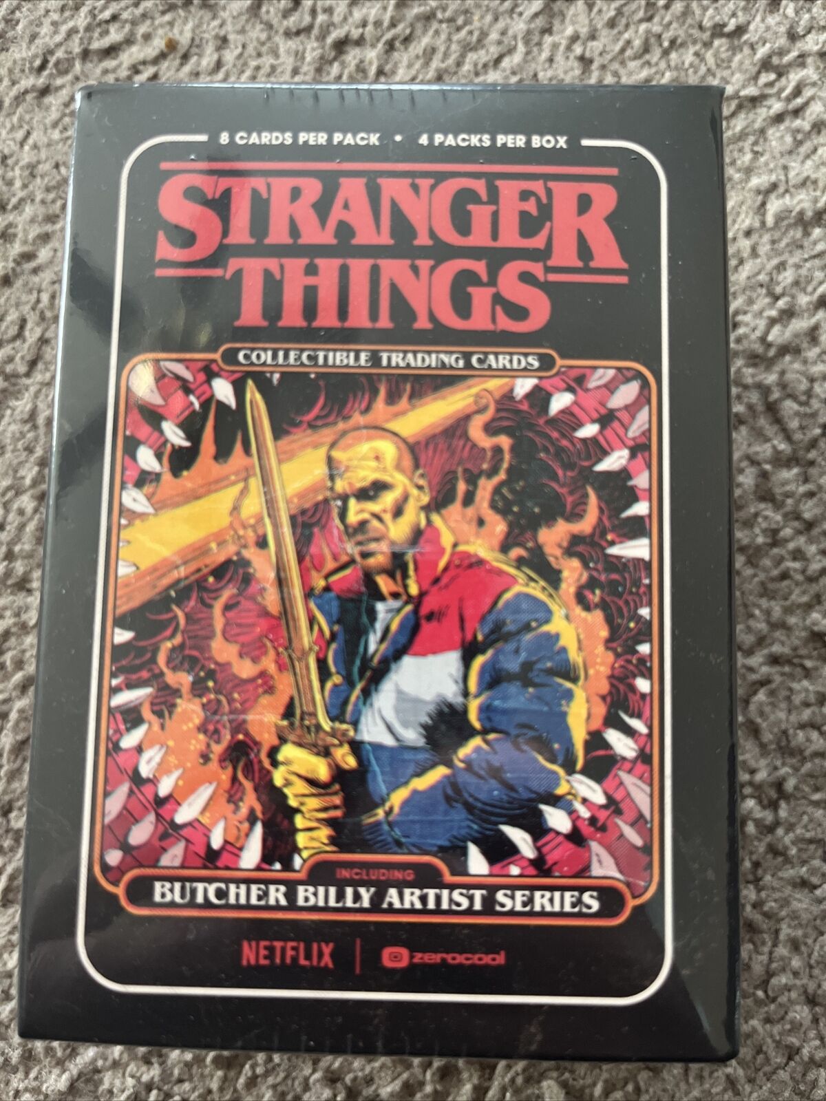 Stranger Things Zerocool Butcher Billy Trading Cards Blaster Box In Hand