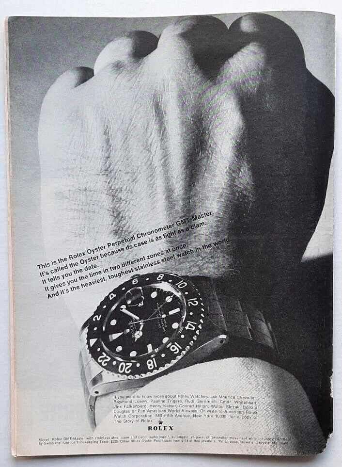 1965 ORIGINAL ROLEX OYSTER PERPETUAL CHRONOMETER GMT MASTER AD - READ