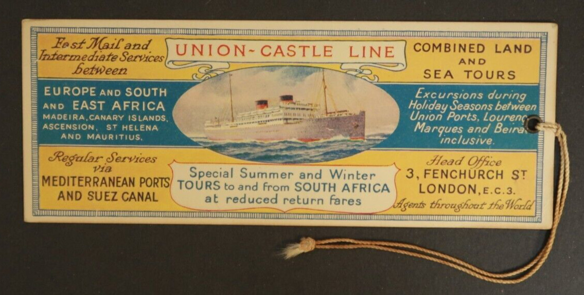 Union Castle Line Standard Bank of South Africa Advertising Bookmark c. 1930