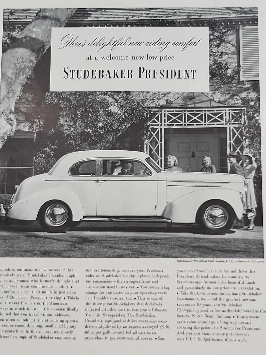 1940 Studebaker President Fortune Magazine WW2 Print Ad Automobile South Bend