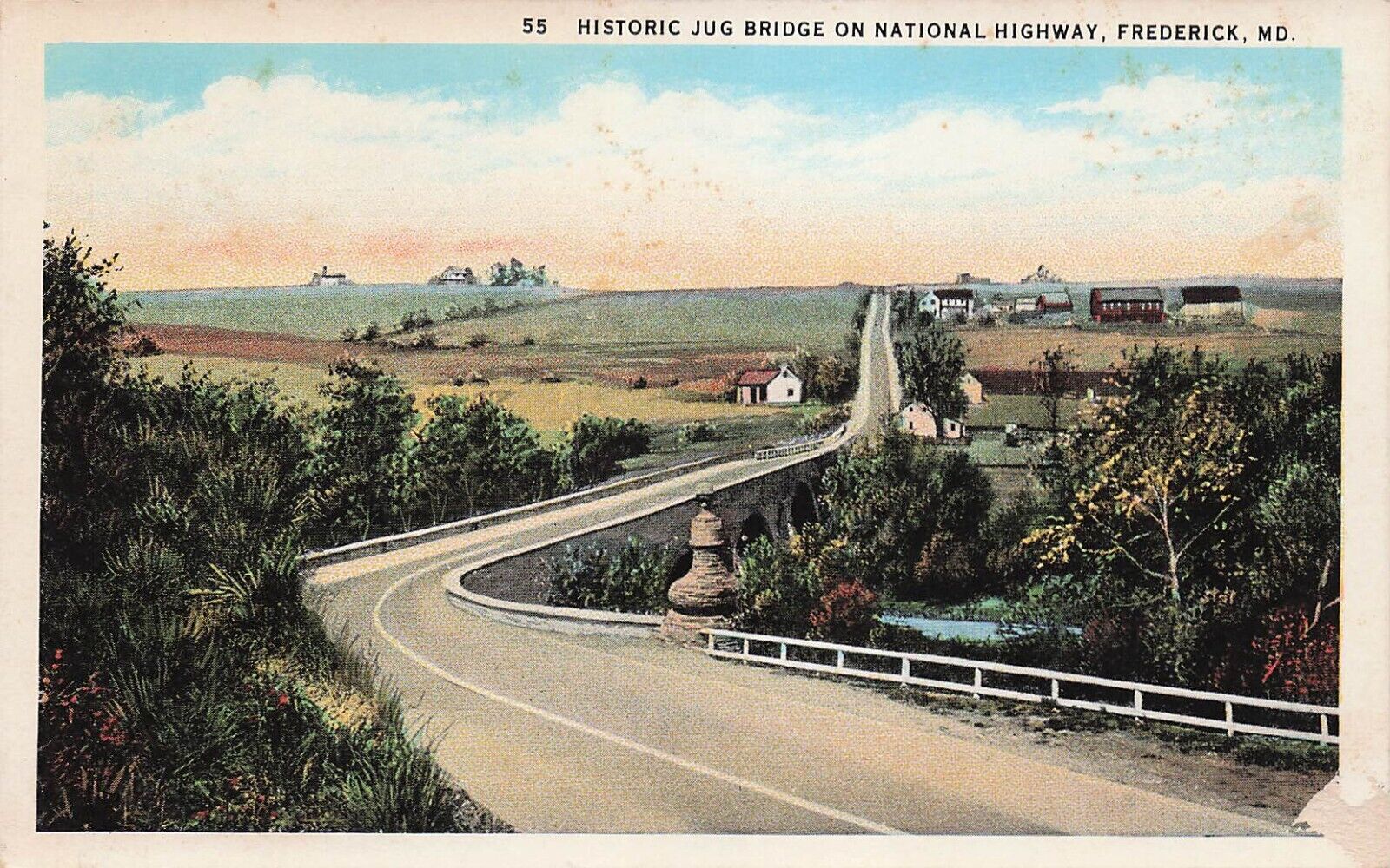 Frederick, Maryland MD Old Jug Bridge Bowman\'s Farm Road 1920s Vtg Postcard D63