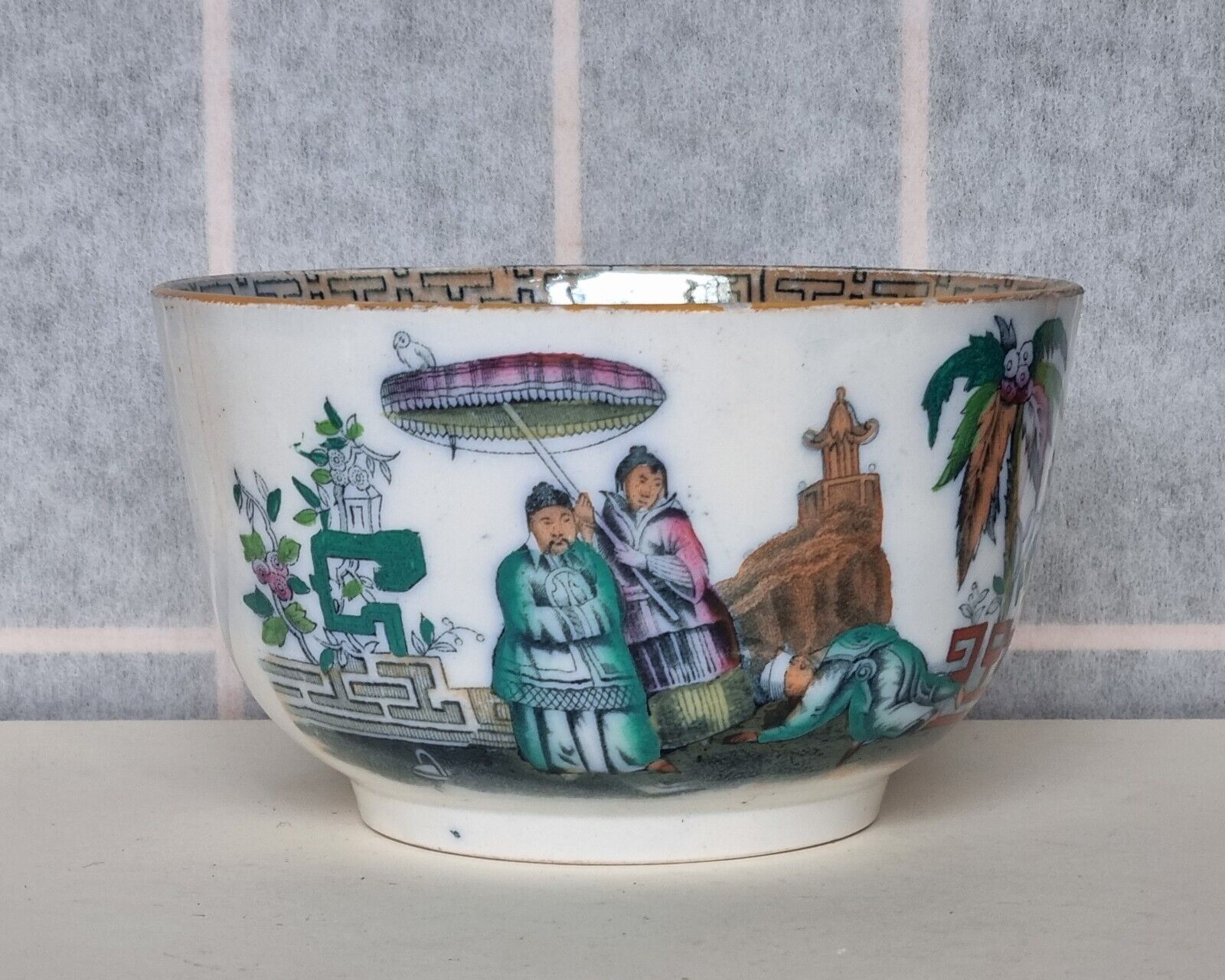 Antique Chinoiserie Bowl Rare 1800s English Porcelain