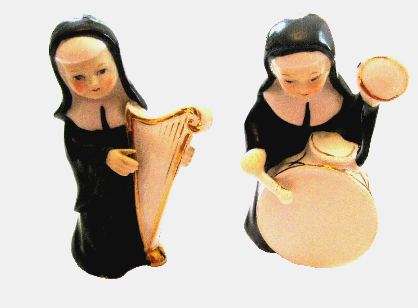 Nun Figurines Playing Drum & Harp Japan  Kelvin Exclusives