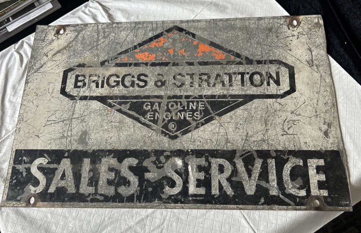 Vintage Briggs & Stratton Dealership advertising metal 2 side Sales-service sign