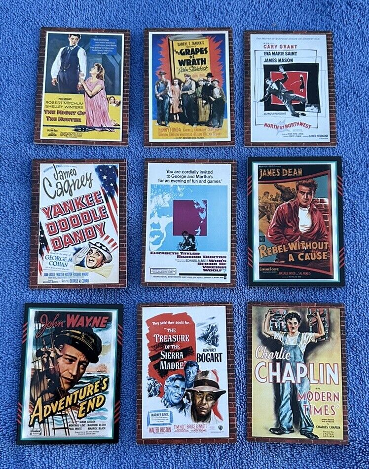(9) 2009 Donruss Americana Movie Posters Materials  Lot John Wayne Chaplin Grant