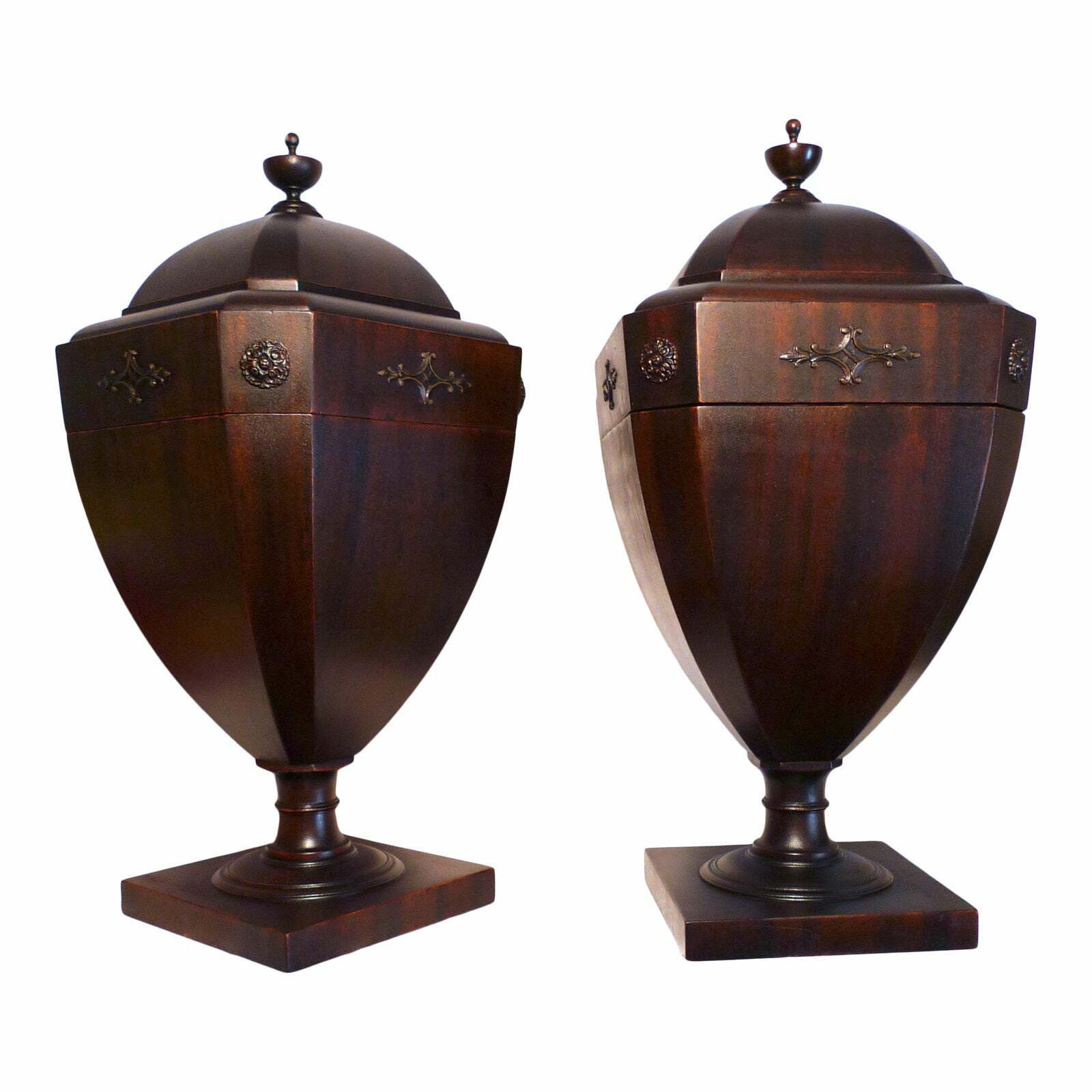 Mid 19th Century Pair of Regency-Style Mahogany Cutlery Urns