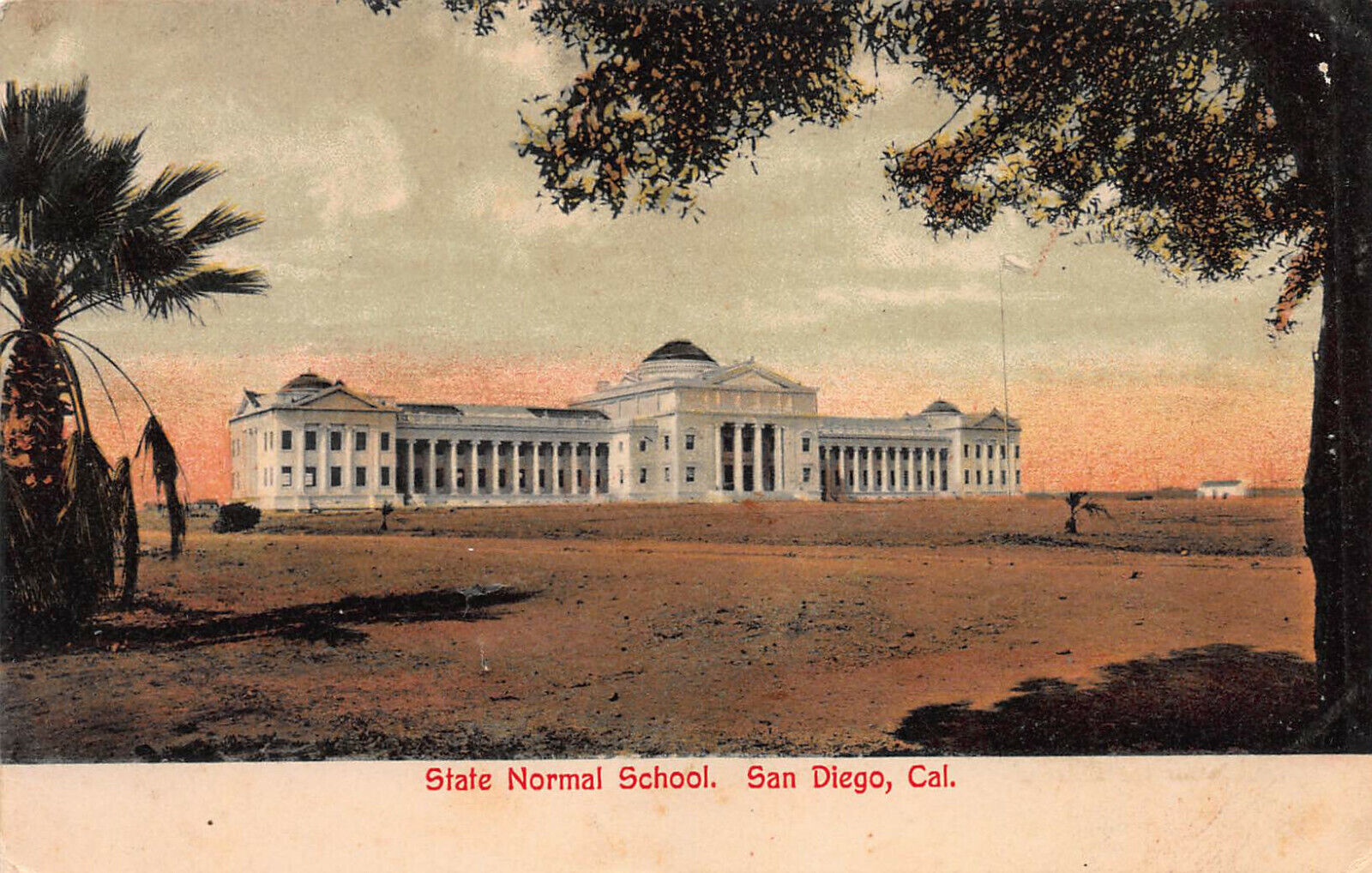 State Normal School, San Diego, California, Early Postcard, Used in 1908