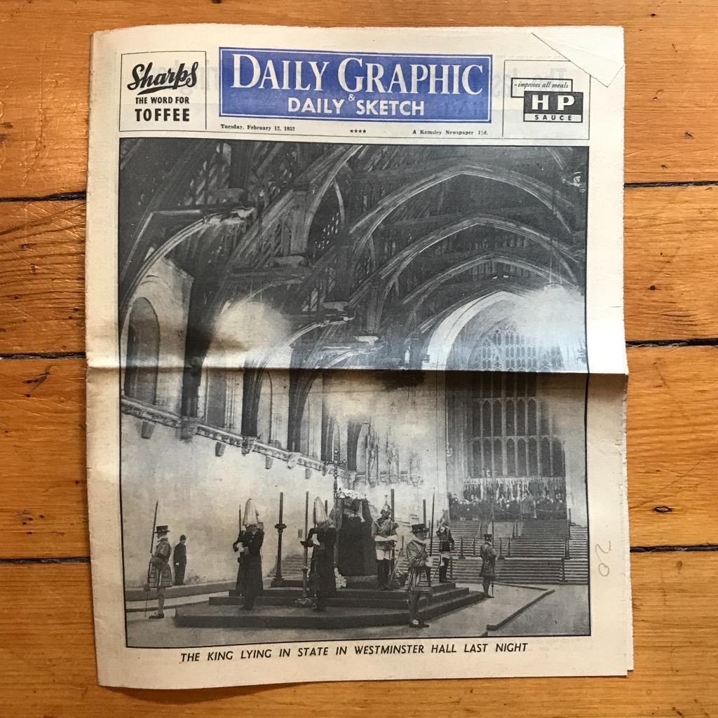 Vintage The Daily Graphic Sketch Newspaper Feb 12 1952 King George VI