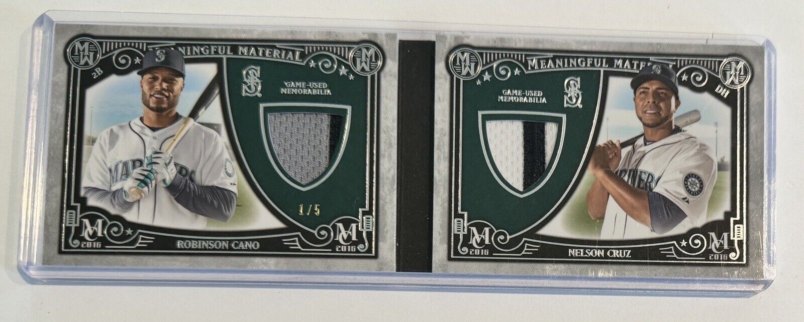 2016 Topps Museum Collection DUAL PATCH RELIC ROBINSON CANO NELSON CRUZ (1/5)