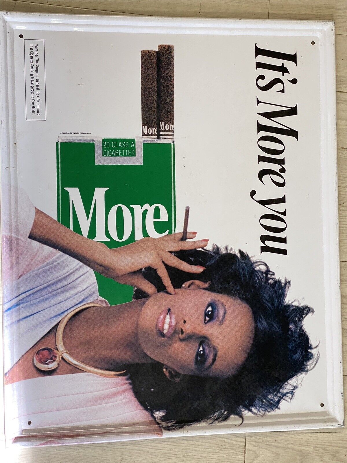 VTG Rare More African American Black Woman Cigarette Ad Metal Sign 20x18 