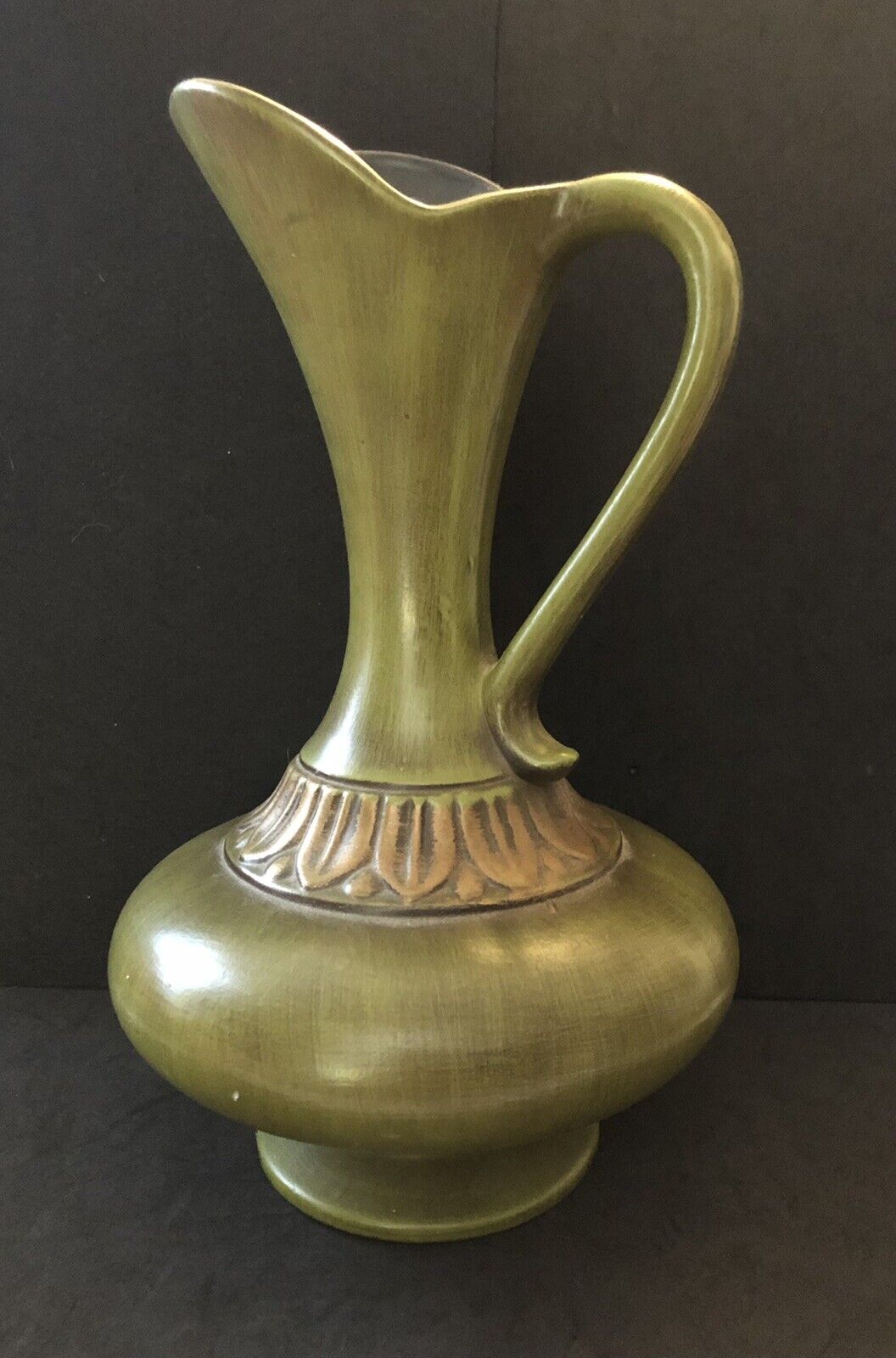 Antique Art Deco Royal Haeger USA Green & Gold Pottery Vase