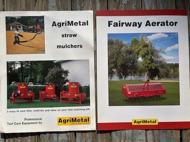 Vintage Original Agrimetal Fairway Aerator Straw Mulchers flyers