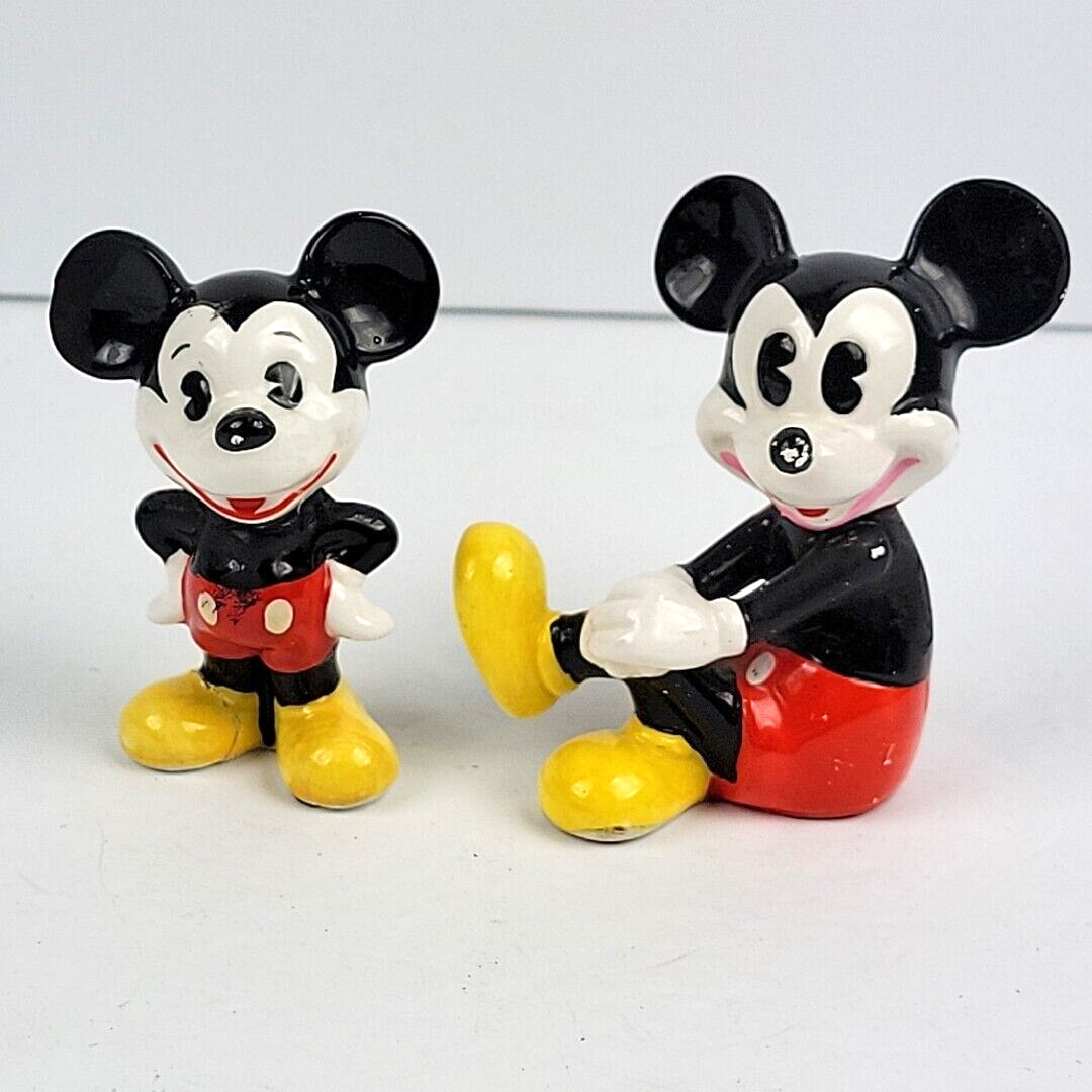 1960\'s Mickey Mouse Walt Disney Productions Japan Ceramic Figurines Hand Painted