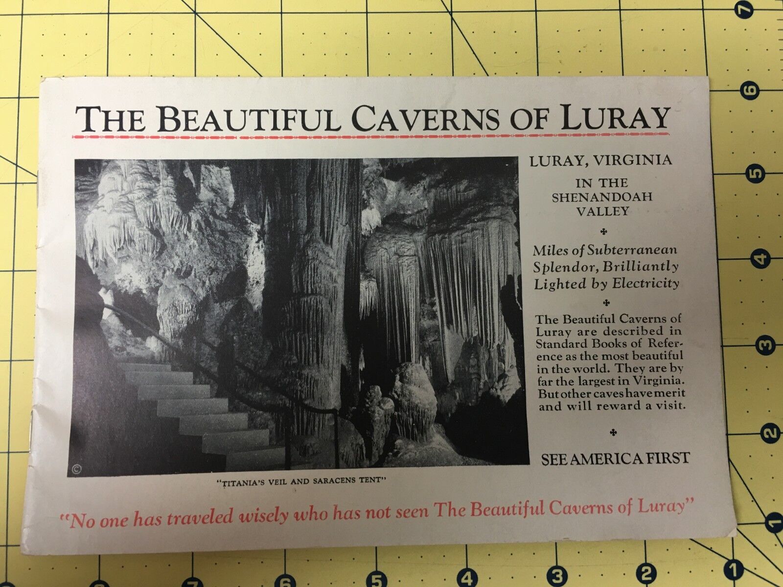 Vintage Brochure The Beautiful Caverns of Luray Virginia Shenandoah Valley