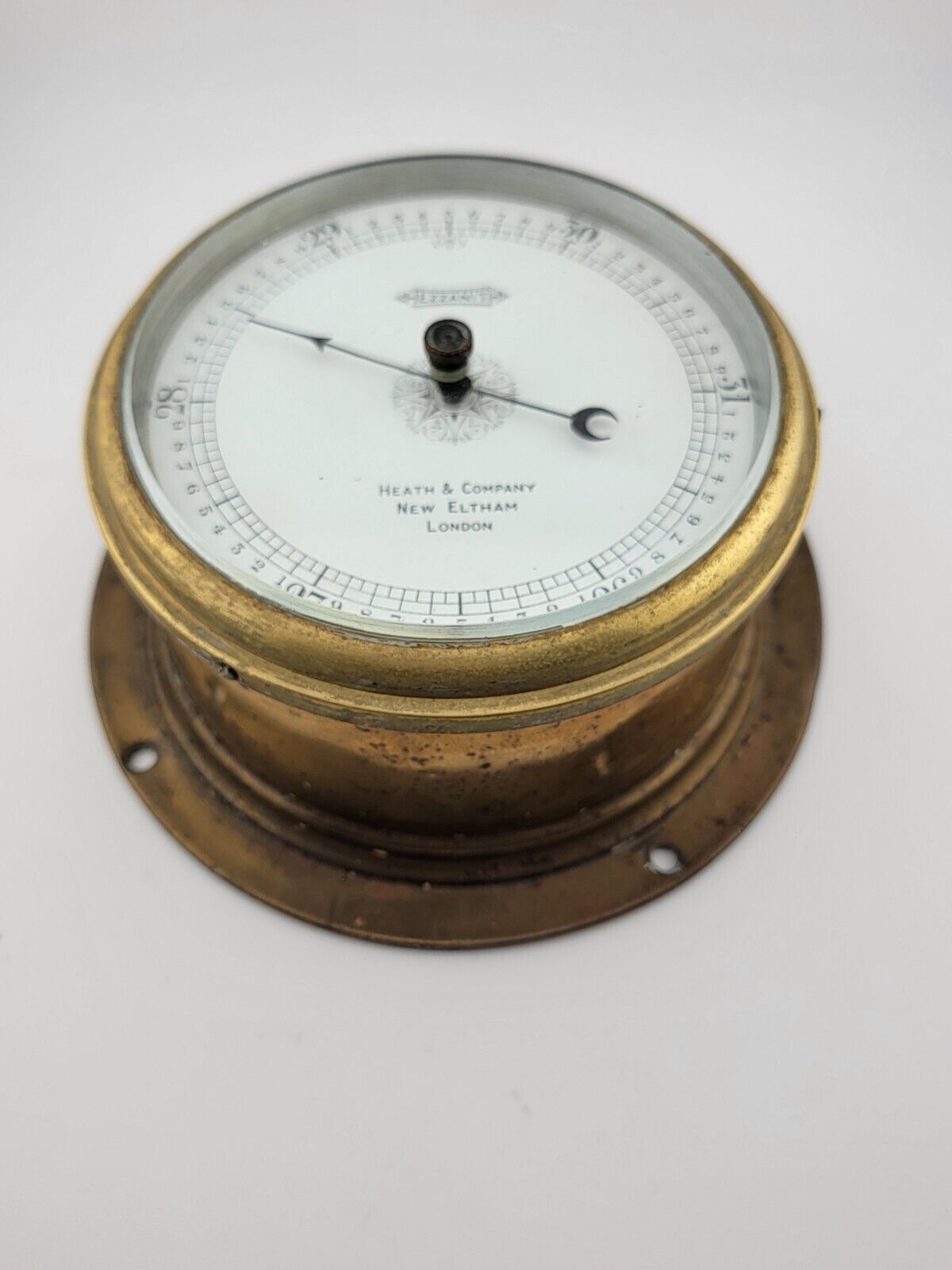 HEATH & Co OF LONDON SHIP\'S BAROMETER HEZZANITH BRASS CASE, ENGLAND. Sold As-is 