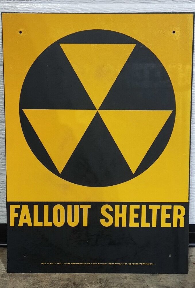 Vintage Original 1950s - 1960s Fallout Shelter Sign IMPERFECT BLEMISHED 