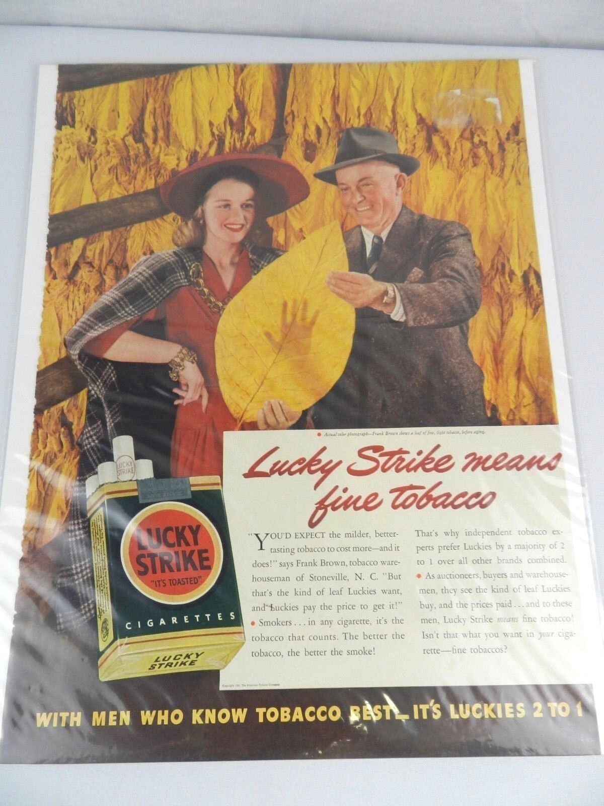 Vintage Lucky Strike Cigarette Ad Company Magazine Advertisement Color Tobacco