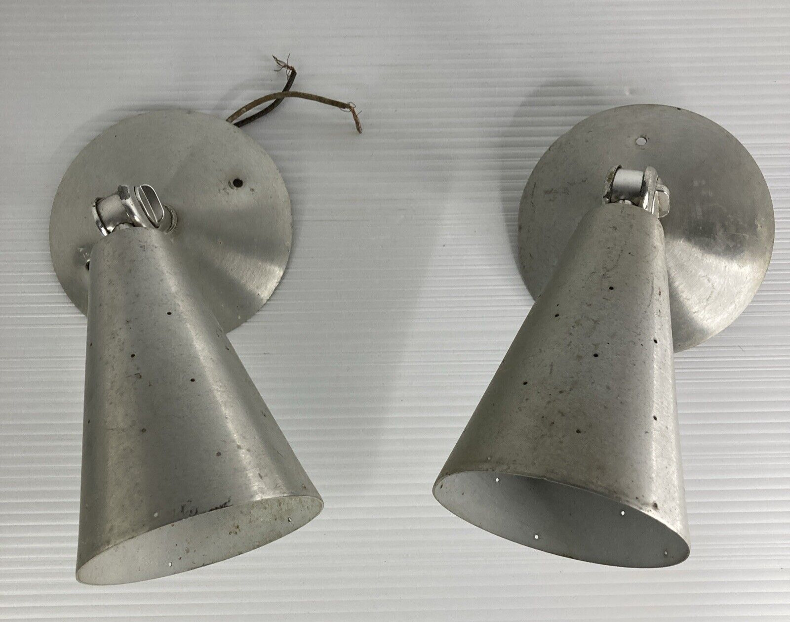 Mid Century Modern Atomic Cone Aluminum Wall / Ceiling Light Sconce Set of 2