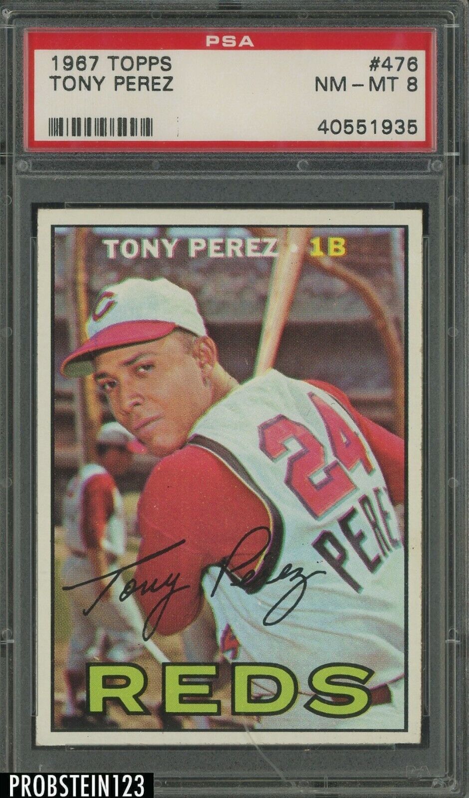 1967 Topps #476 Tony Perez Cincinnati Reds HOF PSA 8 NM-MT