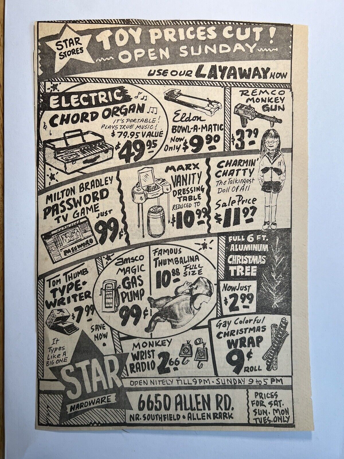 Vtg 1963 Detroit Newspaper Print Ad Remco Monkey Gun, Eldon Bowl-a-Matic More