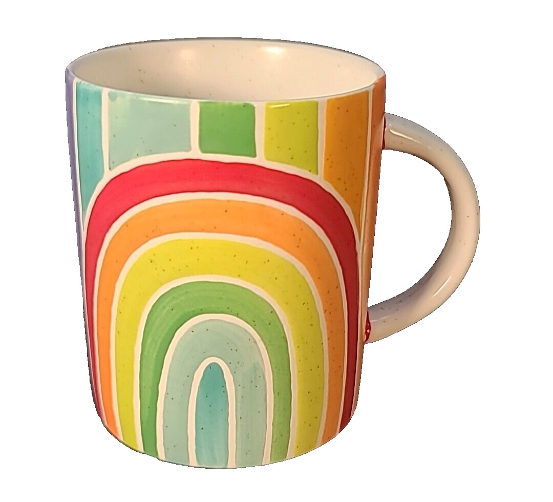 Sunny Day Rainbow Mug Anthropologie Stoneware  RAINBOWCORE BRIGHT COLORFUL CHEER