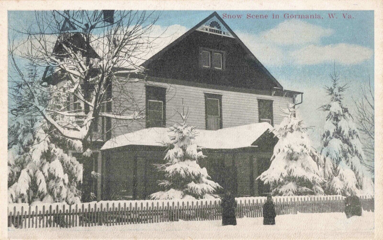 Snow Scene House Gormania West Virginia WV c1920 Postcard