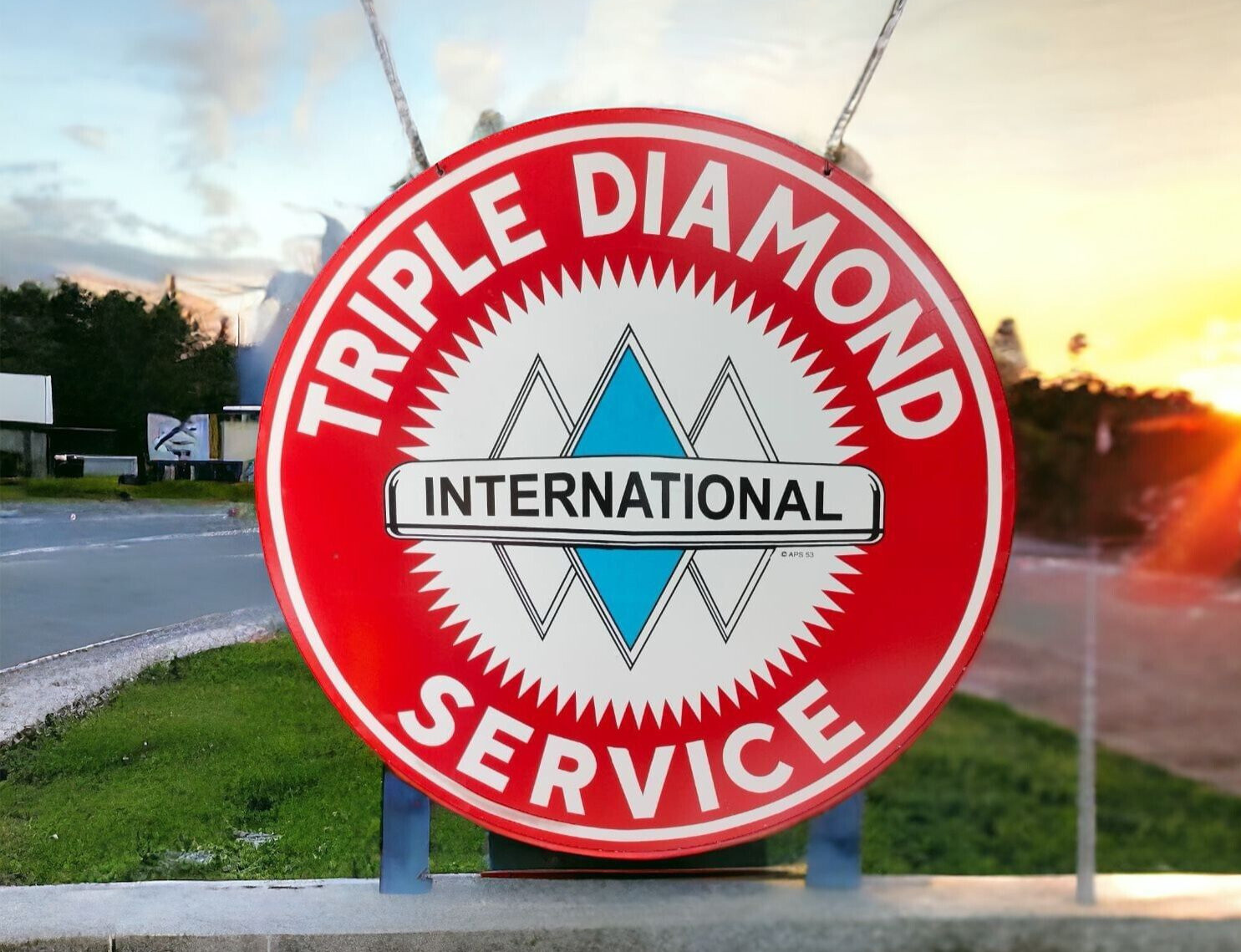 TRIPLE DIAMOND SERVICE   ENAMEL  SIGN  48 INCHES 4 FEET  DSP SIGN