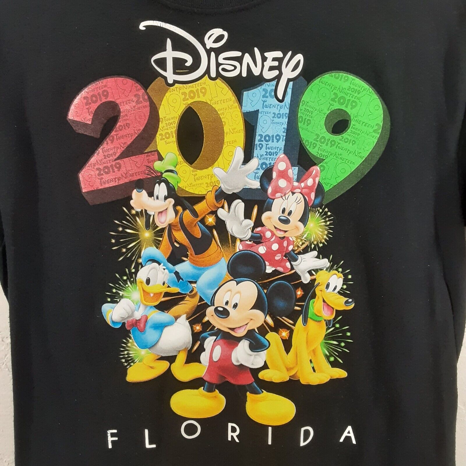 Disney 2019 Florida Youth XL Mickey Mouse Family Black T Shirt Short Sleeve Tee