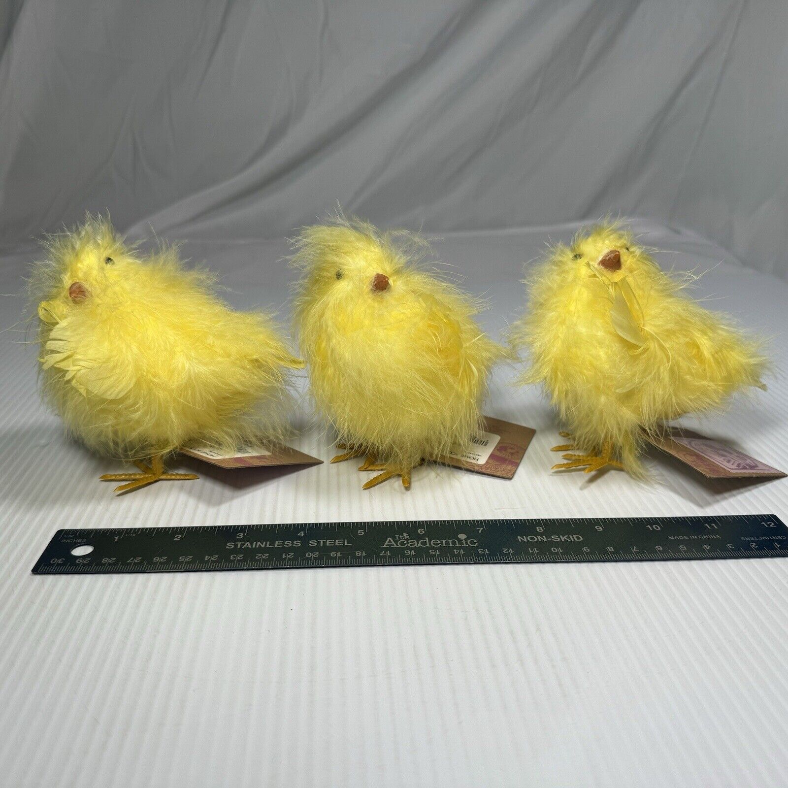 LOT of 3 Vintage EASTER Chickens Chicks FEATHERS Yellow 5\