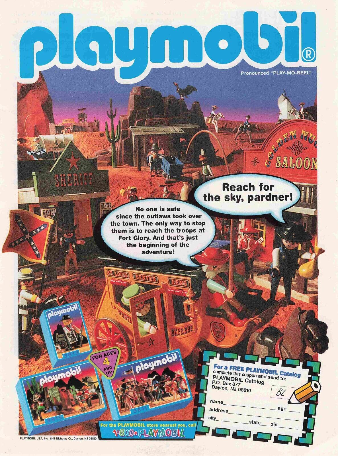 Playmobil Saloon Sheriff Western Ad 1990S Vtg Print Ad 8X11 Wall Poster Art
