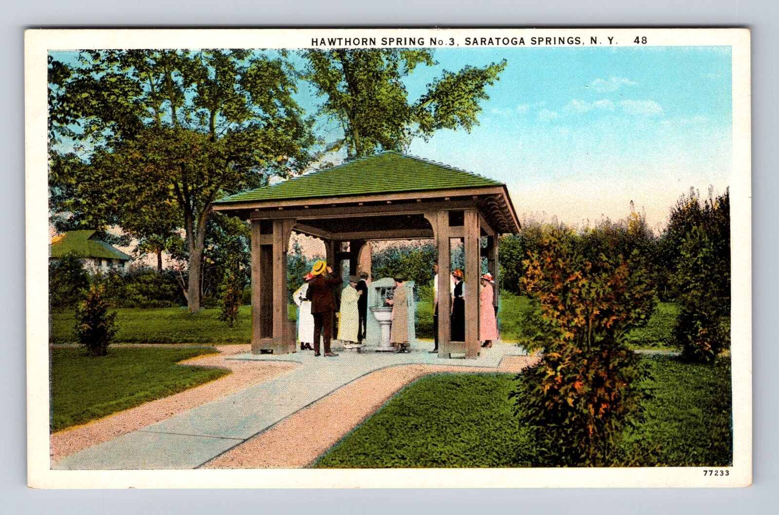 Saratoga Springs NY-New York, Hawthorn Spring, Antique, Vintage Postcard