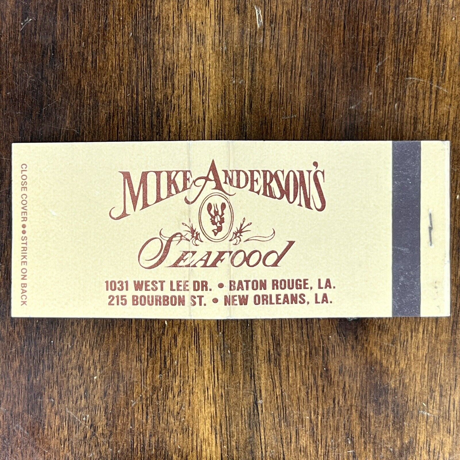 Vintage Matchbook Mike Anderson’s Restaurant Baton Rouge LA Matches Unstruck