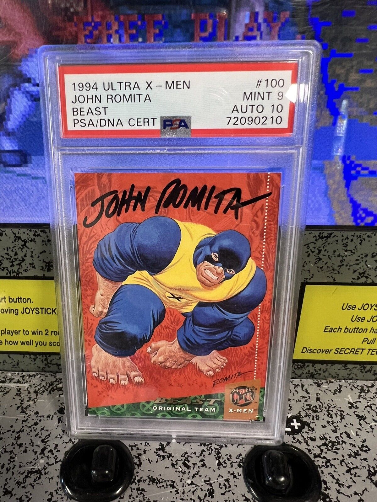 1994 Ultra X-Men Beast #100 Graded PSA 9 MINT Auto 10 John Romita PSA/DNA Cert