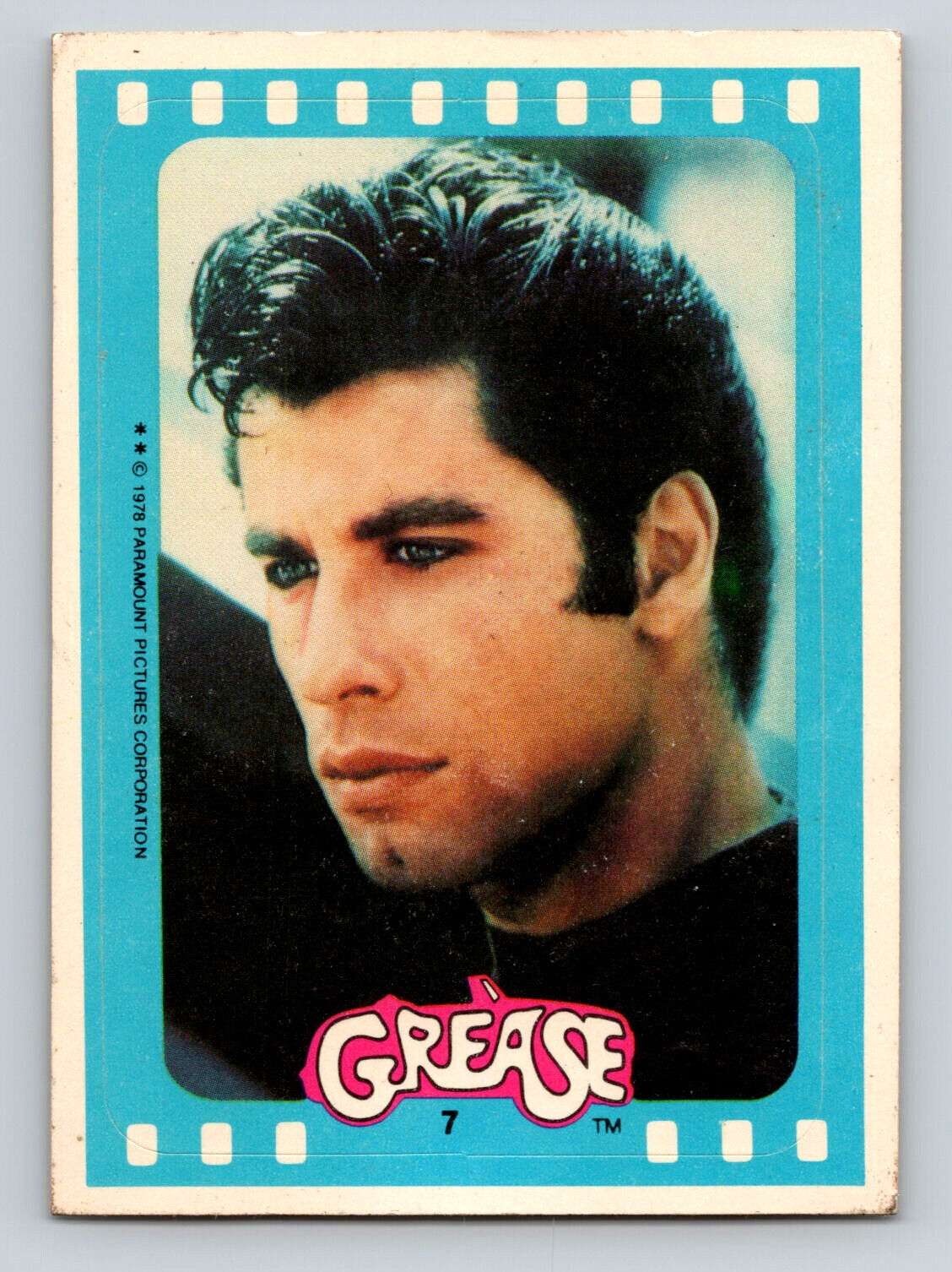 1976 Paramount Grease Series 1 Sticker #7 John Travolta as Danny
