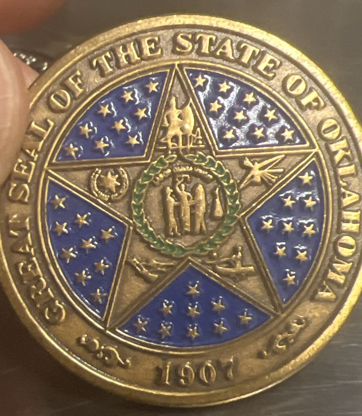 OKLAHOMA (OK) State Seal 1907 Colorized Collectible Challenge Coin heavy