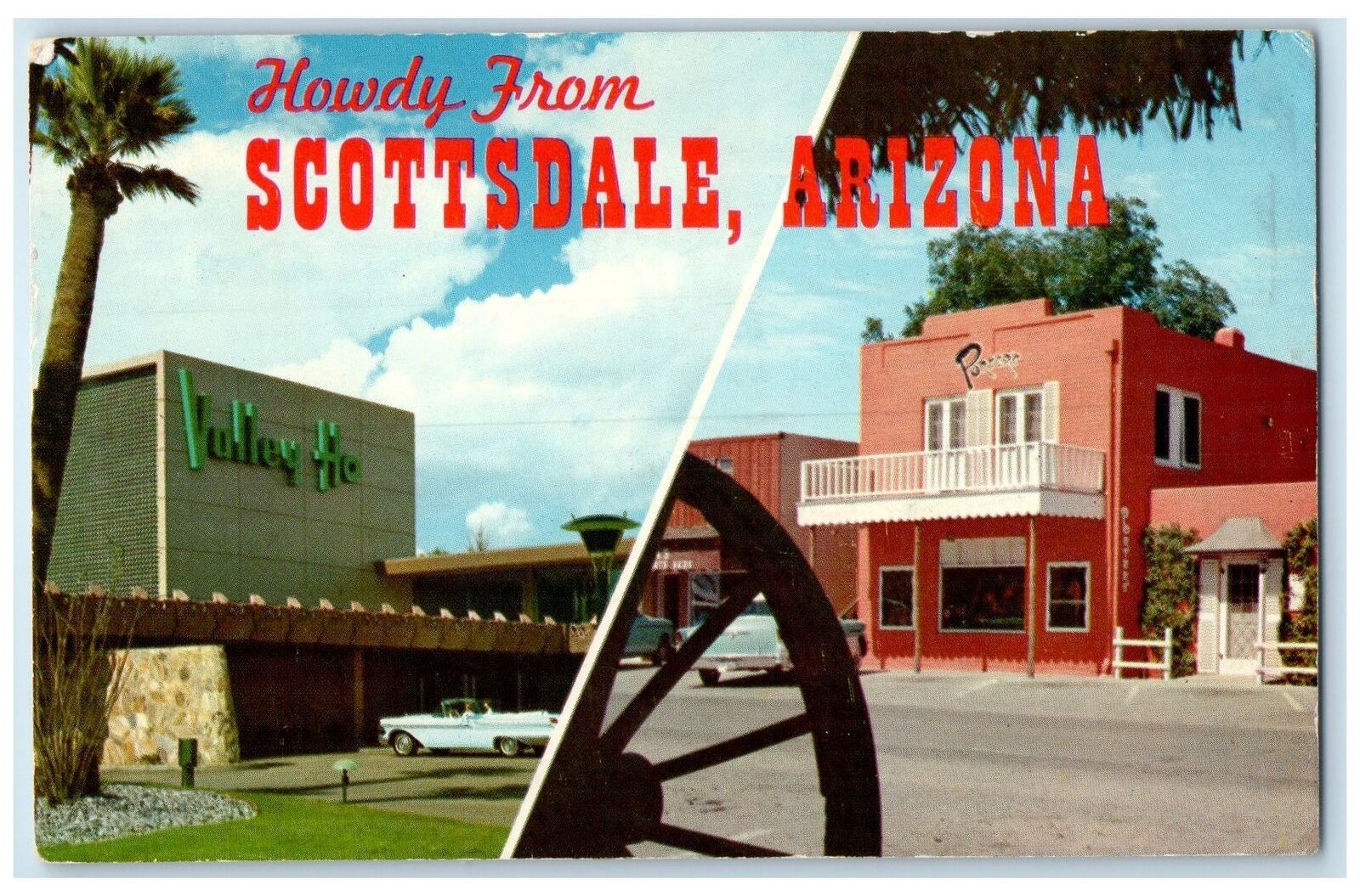 1967 Howdy From Scottsdale Arizona AZ The West's Most Western Town Postcard