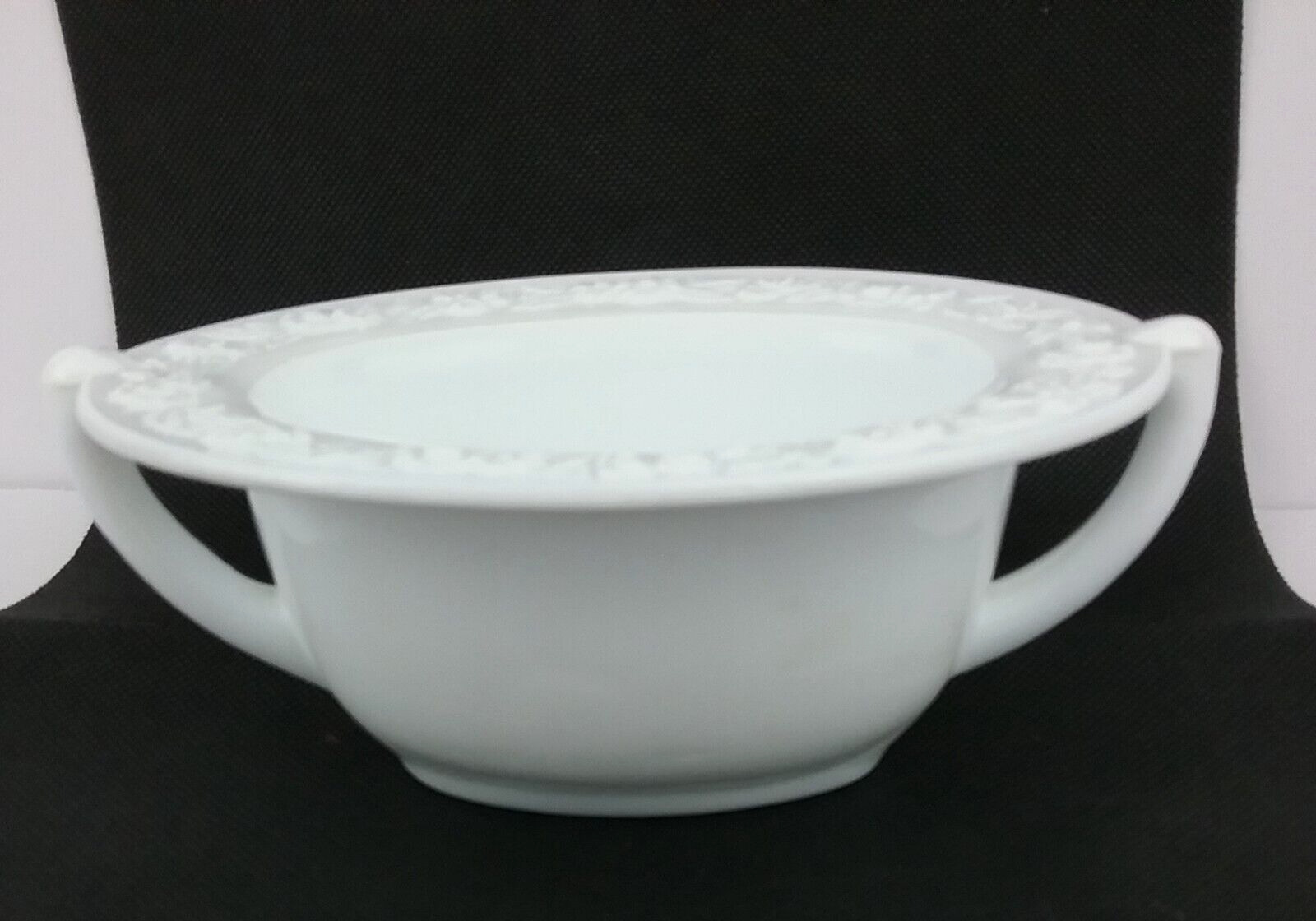 Milk Glass Sugar Bowl Indiana Glass 2 Handles Embossed Rim Edge Vintage Dish