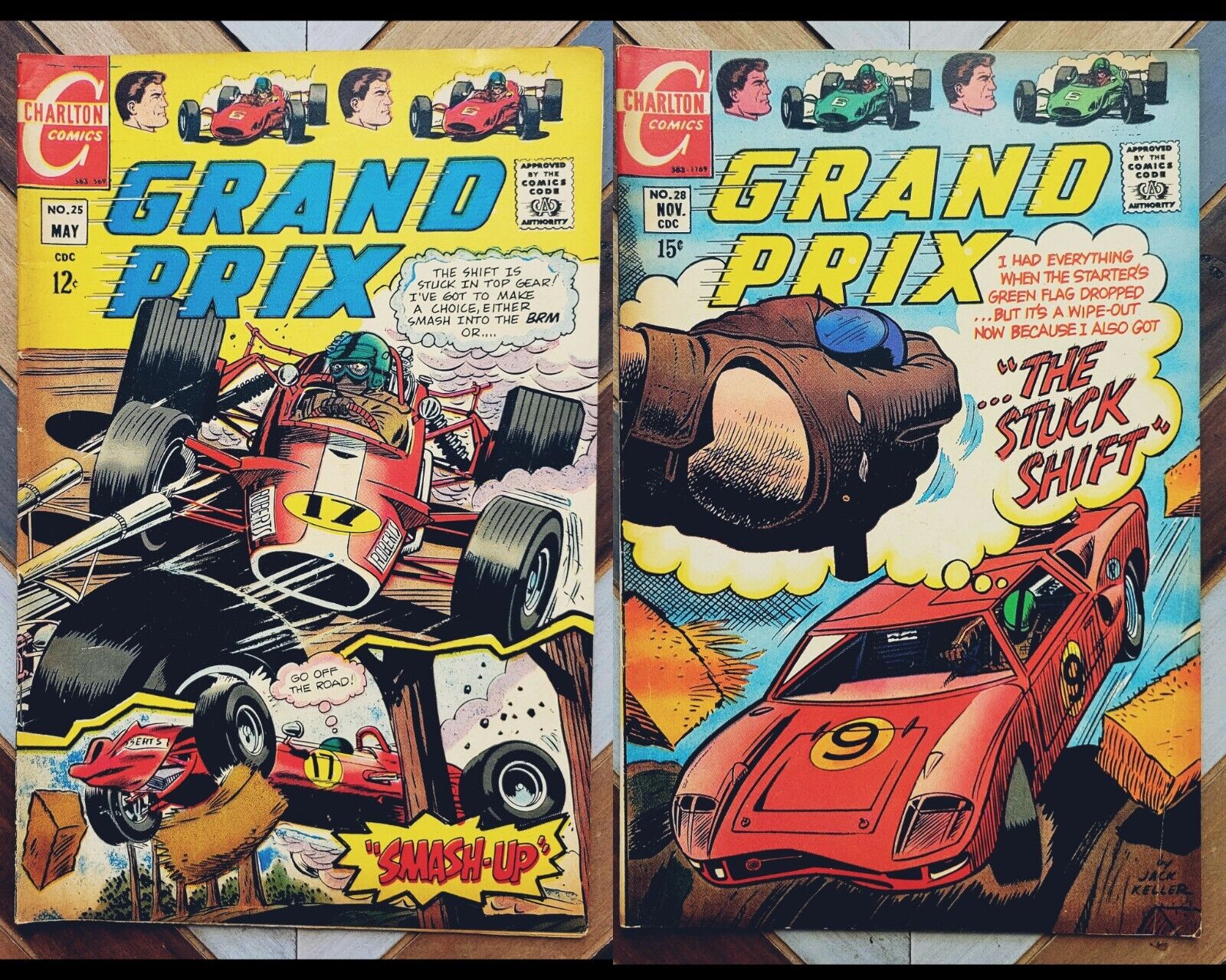 GRAND PRIX #25, 28 (Charlton 1969) RICK ROBERTS / Jack Keller Art, Car Racing