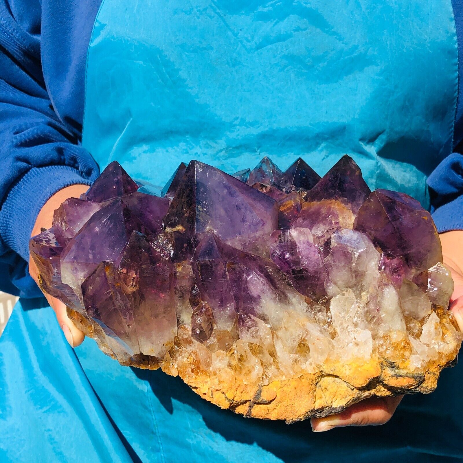 8.29LB Natural Amethyst geode quartz cluster crystal specimen energy Healing