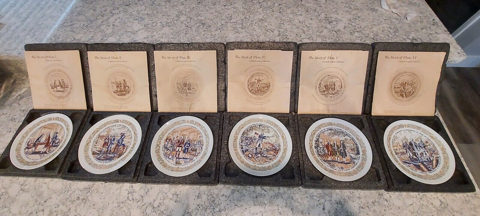 Limoges Lafayette Legacy Plate Collection of 6 vintage history depicted Bradford