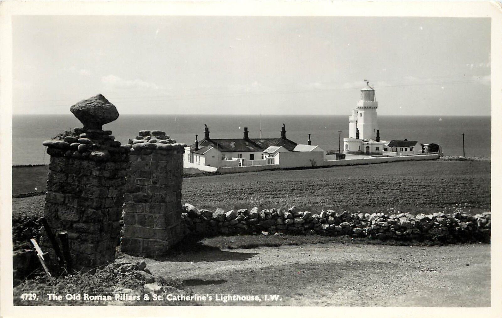 1930s RPPC Postcard; Old Roman Pillars & St. Catherine\'s Light House I.W. UK