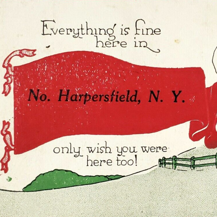 North Harpersfield Pennant Art Postcard 1920s New York Landscape Message A2573