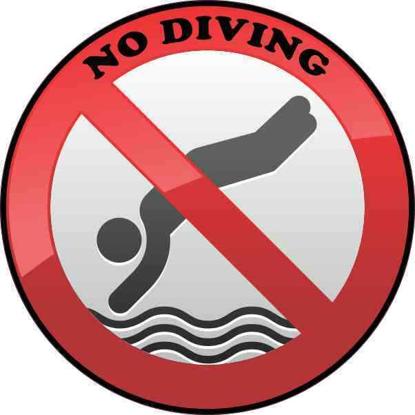 4x4 No Diving Sticker Vinyl Pool Swimming Safety Sign Symbol Decal Wall Stickers