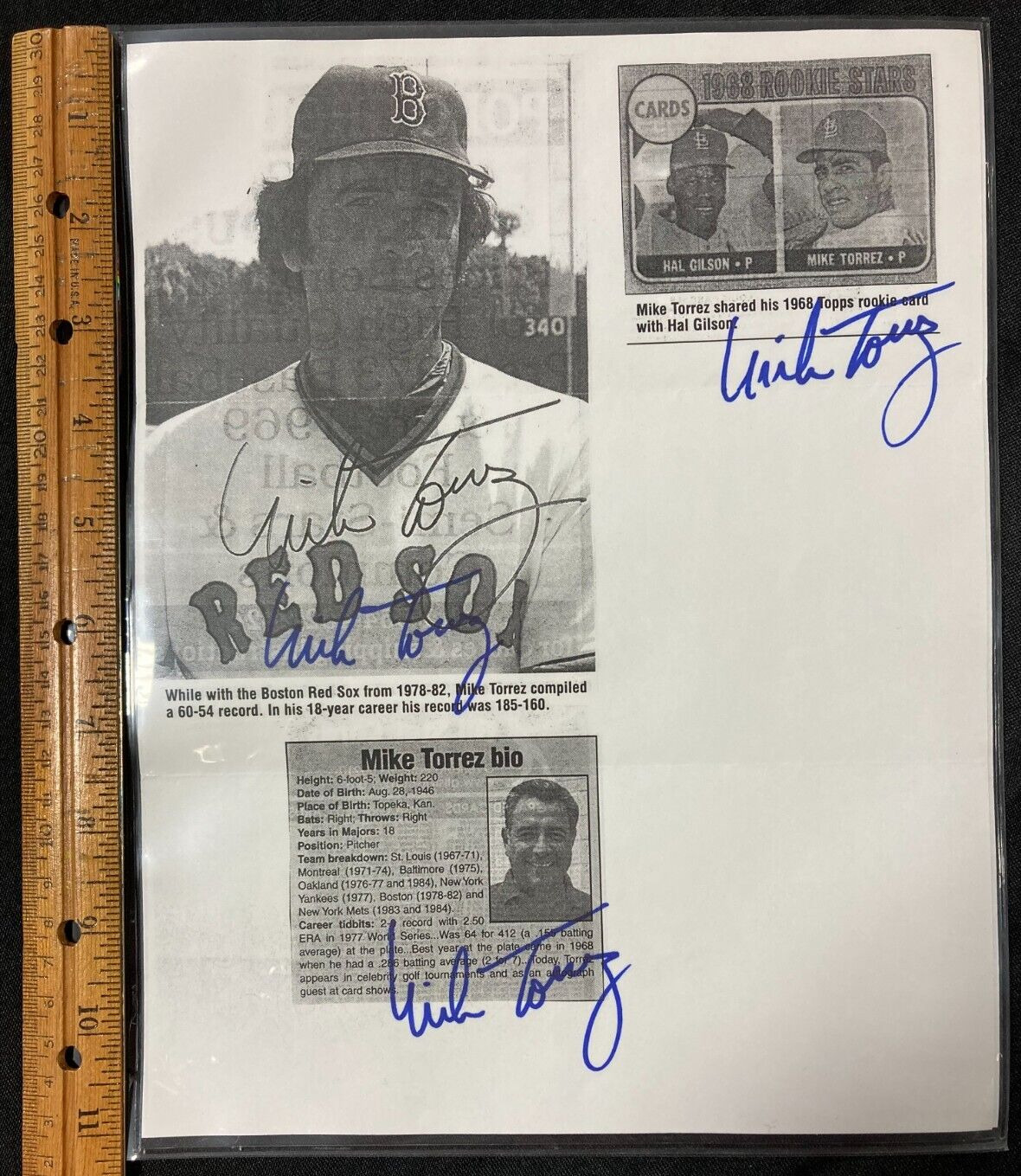 Vintage MLB Baseball player Mike Torrez hand signed x3 coa jsa available CF