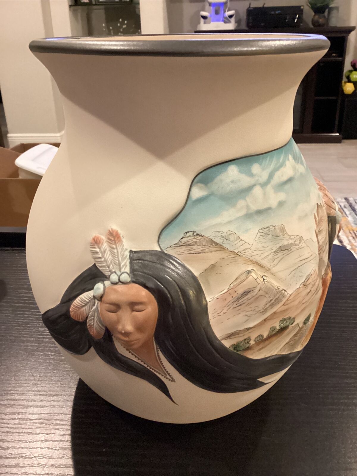 Vintage Native American Southwest Art Pottery Vase Signed Nandi 