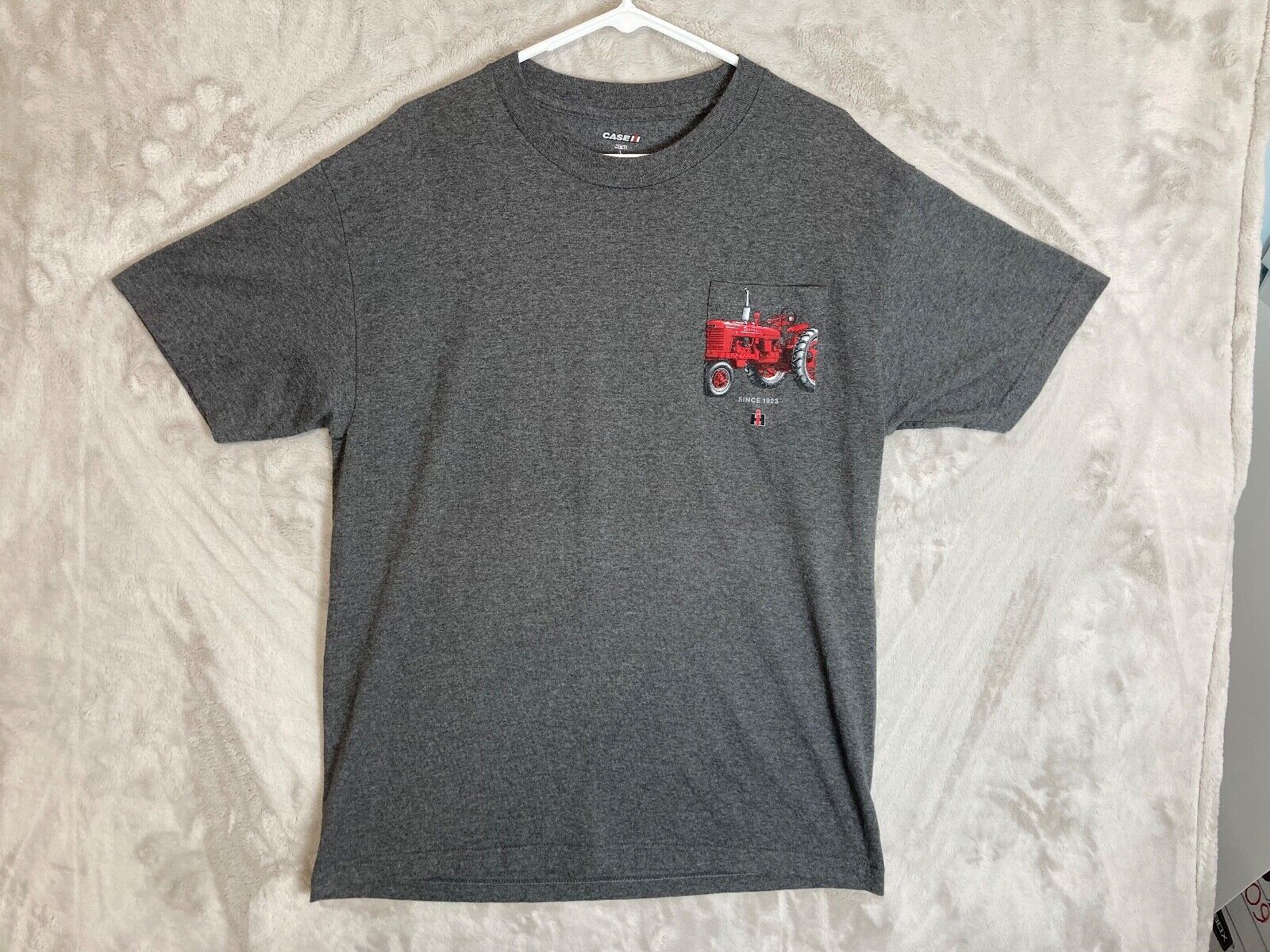 Case IH Farmall T-Shirt W/ Tractor & Since 1923 on Front Pocket Gray- Mens Lg