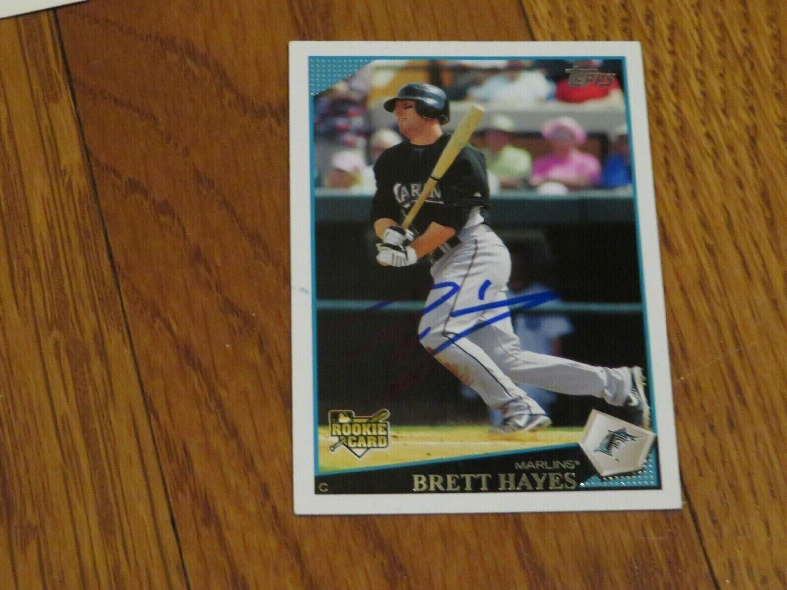 Brett Hayes Autographed Hand Signed Card Florida Marlins Miami Topps