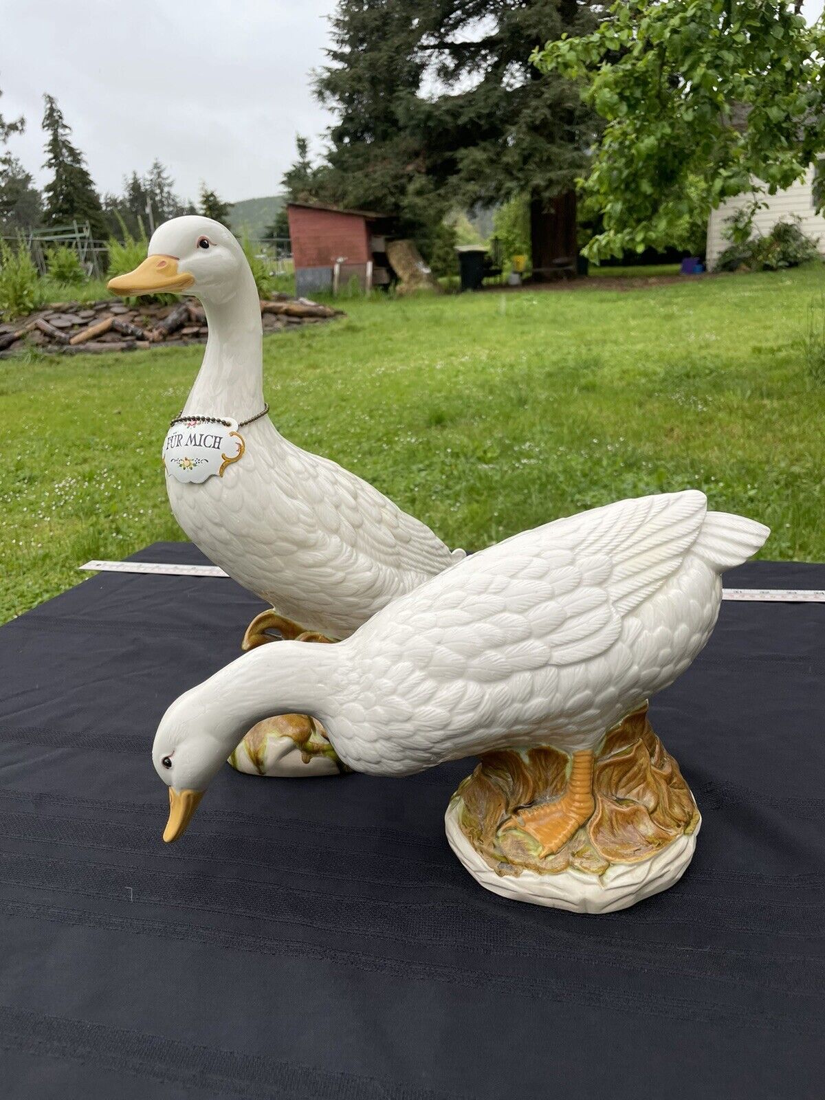 A Set Of Hand Painted White Scandinavian Ducks From 1985